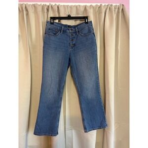 J.Crew Mid-Rise Flare Crop Jeans Medium Wash Button Fly Size 29 Womens